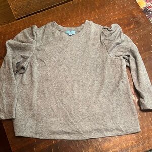 NWT CeCe Women Sweater Plus size 1X Shiny Gray  Long sleeves Stretch